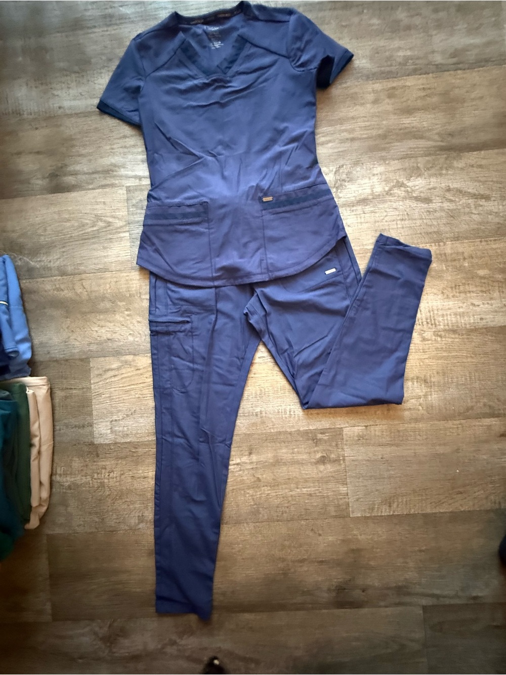 Cherokee Navy Blue Women's Scrub Set - Top & Skinny Pants